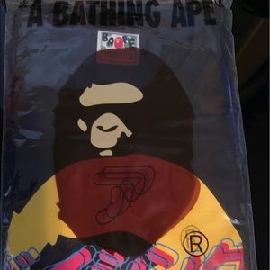 Bape "Katakana Ape Head" Tee (Black/Yellow) L size